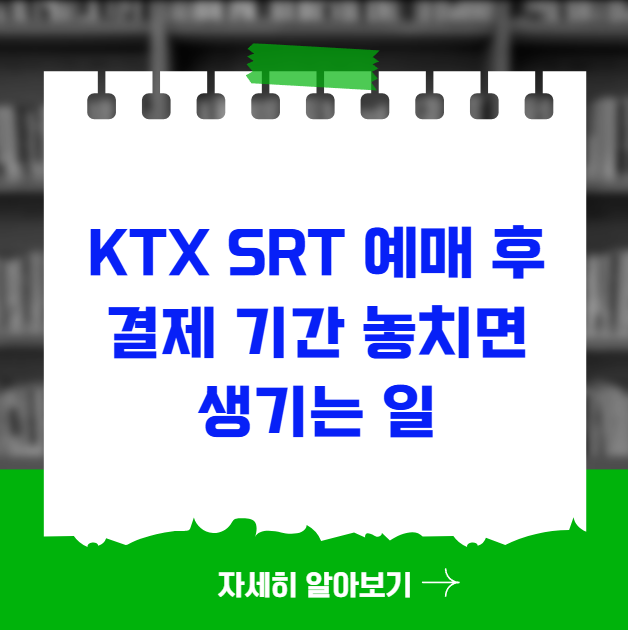 KTX SRT 예매 후 결제 기간 놓치면 생기는 일 KTX SRT 예매 후 결제 기간 놓치면 생기는 일