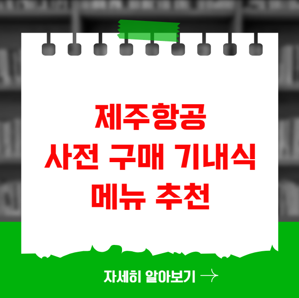 제주항공 사전 구매 기내식 메뉴 추천과 후기