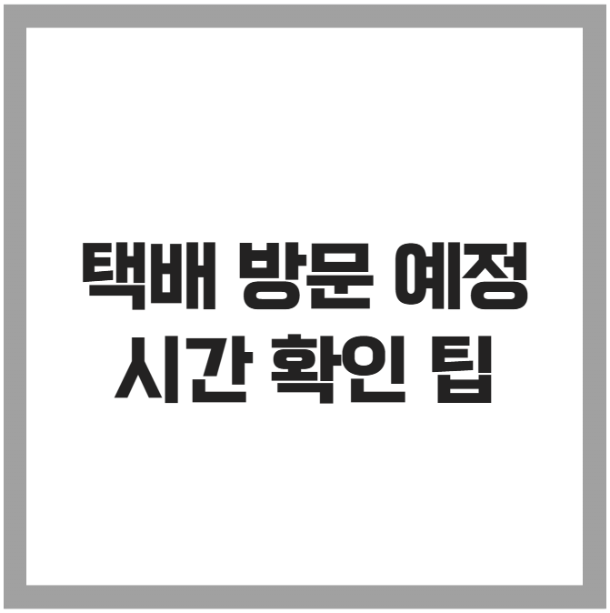 택배 방문 예정 시간 확인 팁