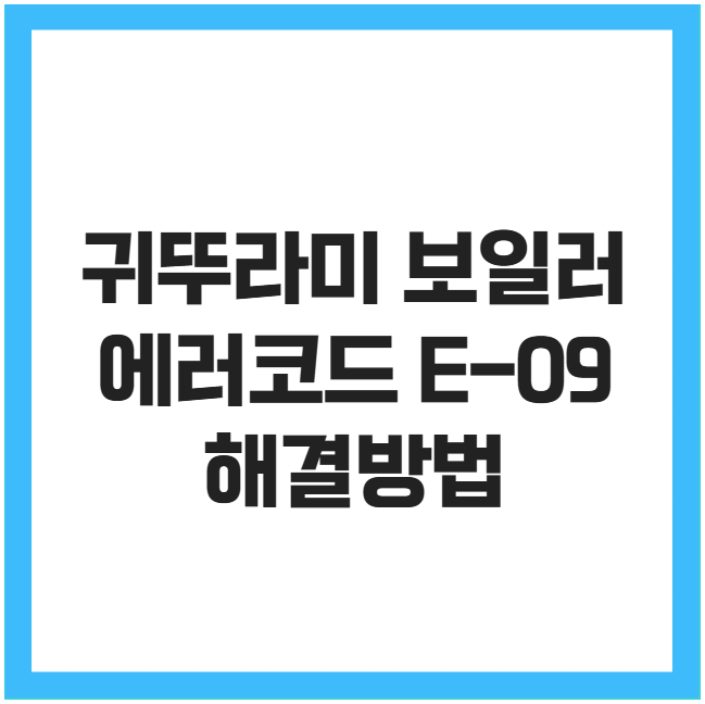 귀뚜라미 보일러 에러코드 E-09 해결방법 귀뚜라미 보일러 에러코드 E-09 해결방법