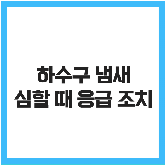 하수구 냄새 심할 때 응급 조치 하수구 냄새 심할 때 응급 조치