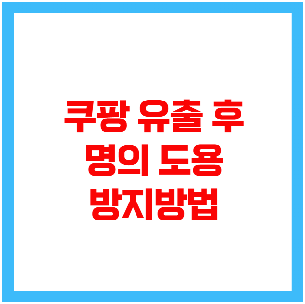 쿠팡 유출 후 명의 도용 방지 쿠팡 유출 후 명의 도용 방지