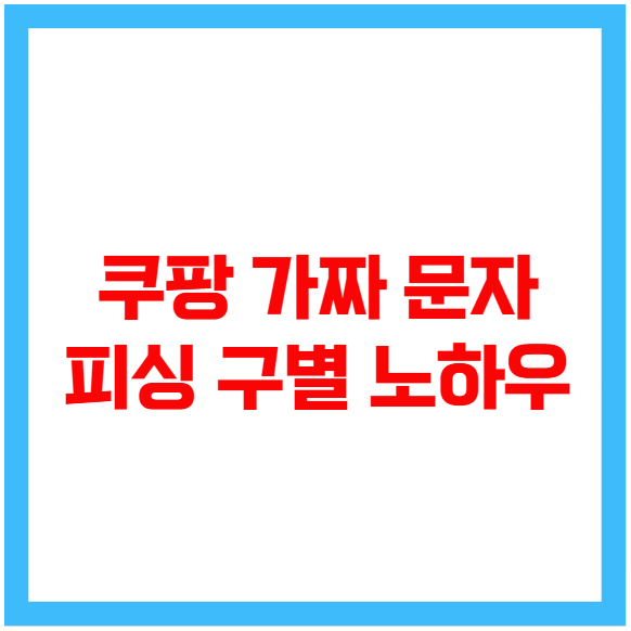 쿠팡 가짜 문자 피싱 구별 노하우 쿠팡 가짜 문자 피싱 구별 노하우